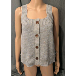 Madewell Sleeveless Sweater Marled Wakefield Front Button Medium NWT